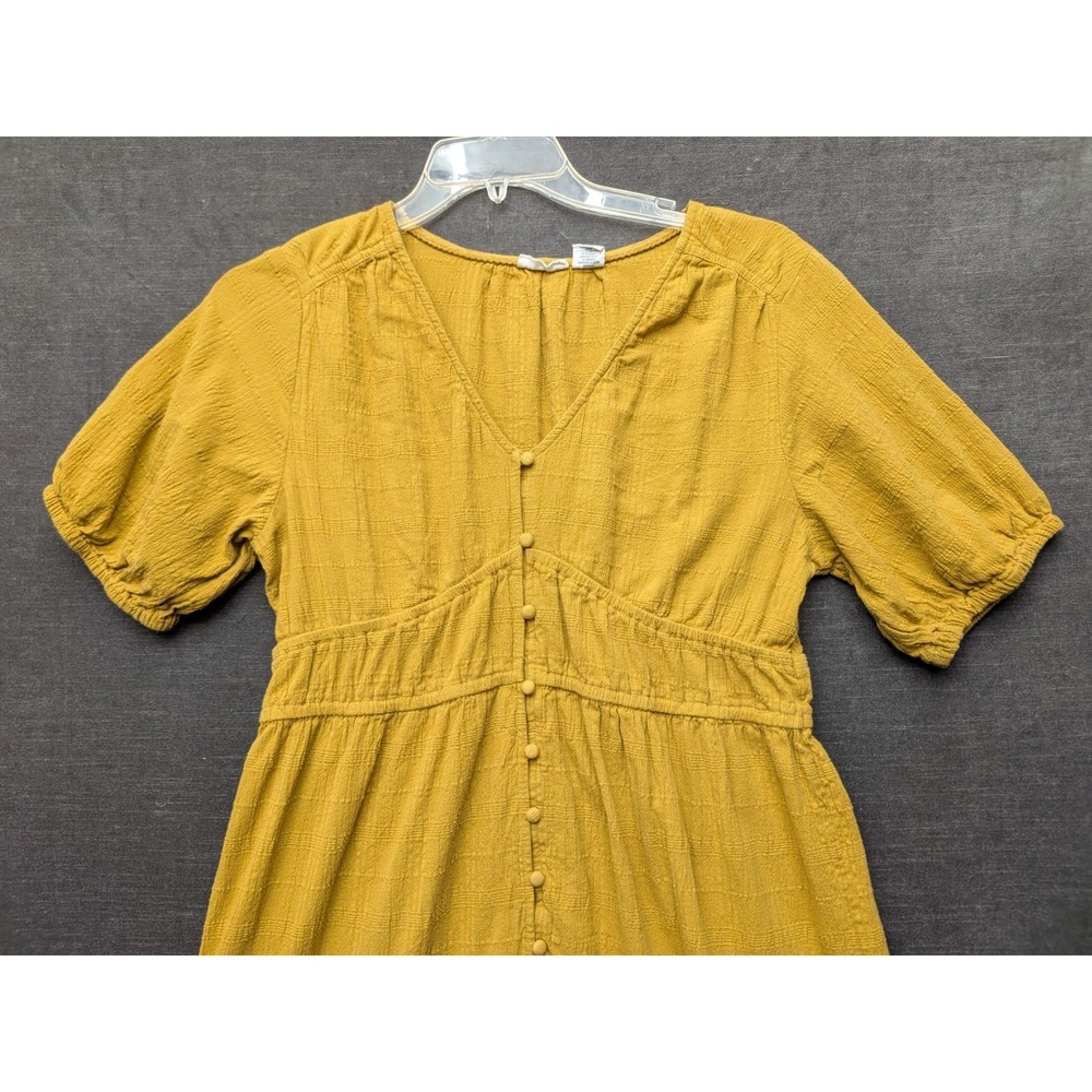 Lucky Brand Dress Cotton Yellow/Gold Boho Peasant Dress A-Line Size L - Picture 4 of 6